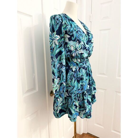 Lilly Pulitzer Women's High Tide Navy Take It or Leaf It Cristiana Dress Size 00 - Picture 2 of 6